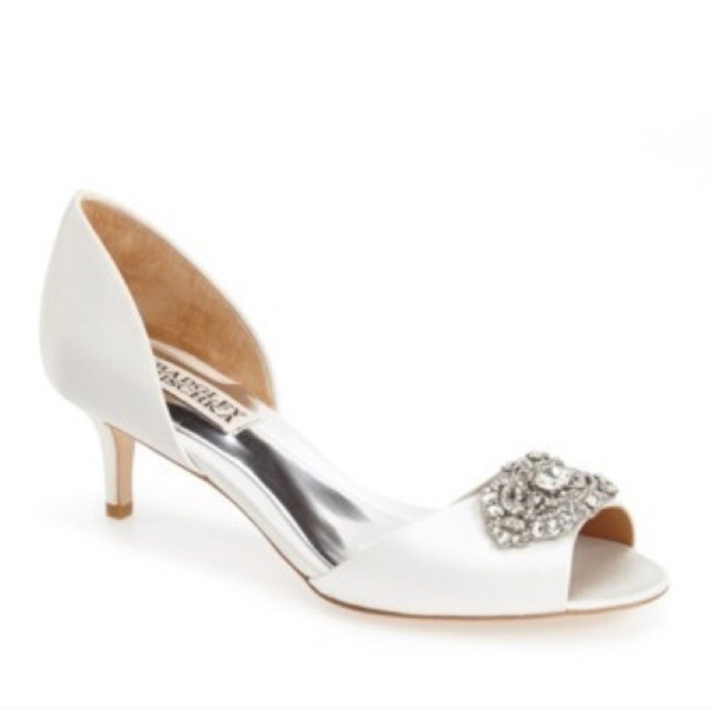 Badgley Mischka White Embellished Heels